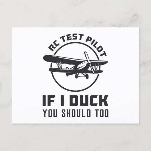 RC Test Pilot If I Duck You Should Too RC Plane Postcard