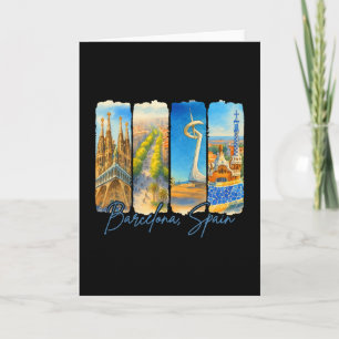 Rcelona Spain Traveling Trip Brushstroke Souvenir Card