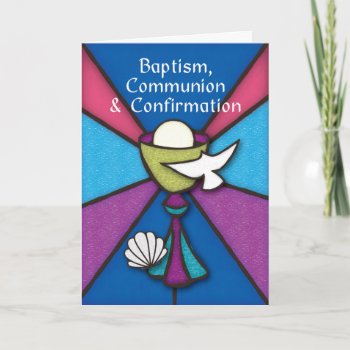 Rcia Baptism Communion And Confirmation Congrats Card by Religious_SandraRose at Zazzle