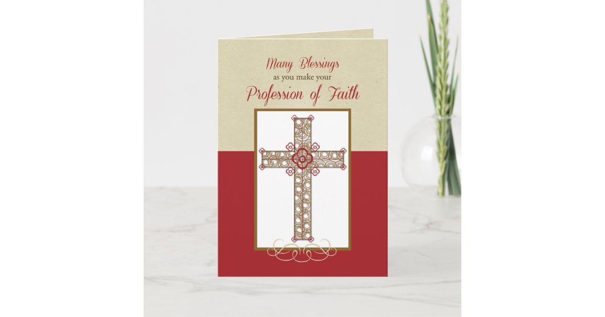 RCIA Blessings on Profession of Faith, Cross on Re Card | Zazzle.com