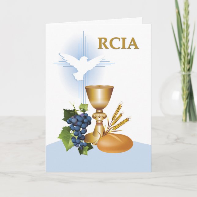 RCIA Congratulations Catholic Sacrament Symbols Card (Front)