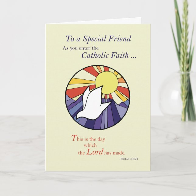 RCIA Dove Circle on Yellow, Friend, Convert Card (Front)