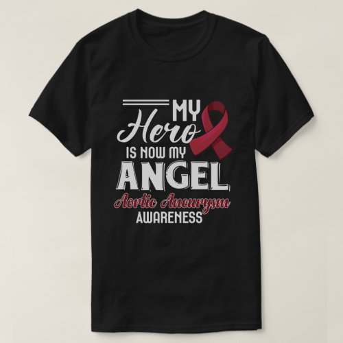 RD Aortic Aneurysm Gift Burgundy Awareness Ribbon T_Shirt