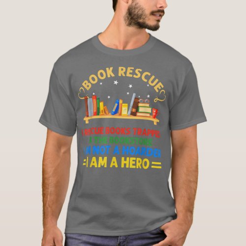 RD Book Rescue Literary Bookworm Book Lovers Men W T_Shirt