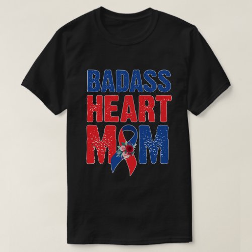 RD Heart Mom CHD Awareness Month Ribbon Heart Mom  T_Shirt