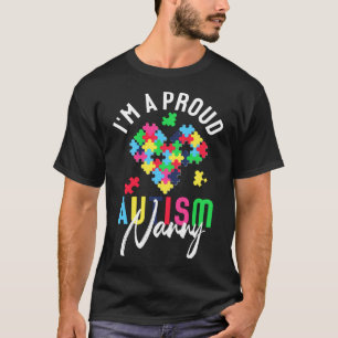 Rd I M A Proud Nanny Autism Awareness Autistic Hea T-Shirt