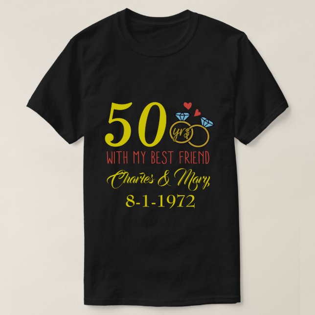 RD Personalized Couples Matching, 50th Anniversary T-Shirt (Design Front)