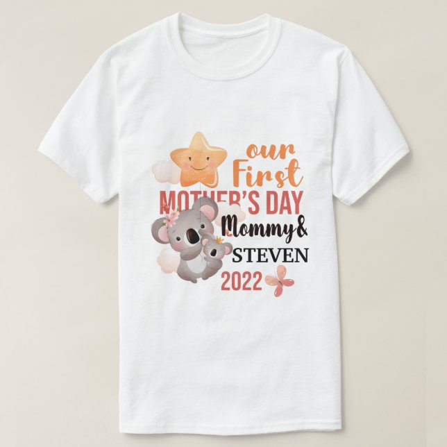 RD Personalized First Mother's Day Mom And Baby T-Shirt (Design Front)