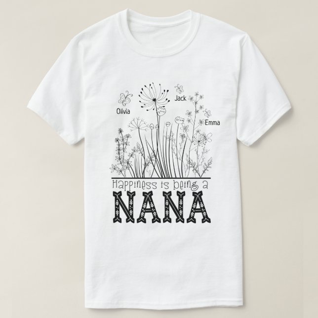 RD Personalized Grandma Wild With Grandkids Names  T-Shirt (Design Front)