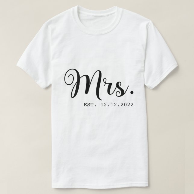 RD Personalized Mr and Mrs, Custom Wifey and Hubby T-Shirt (Design Front)