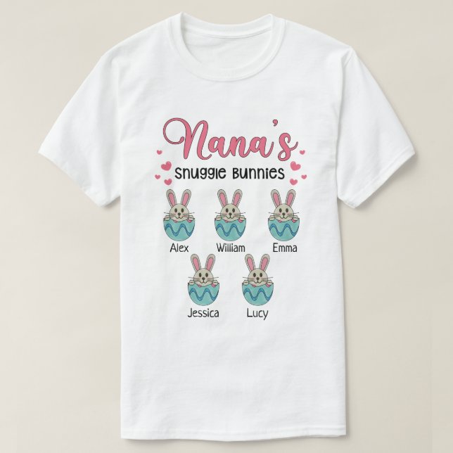 RD Personalized Nana's Snuggle Bunnies  T-Shirt (Design Front)