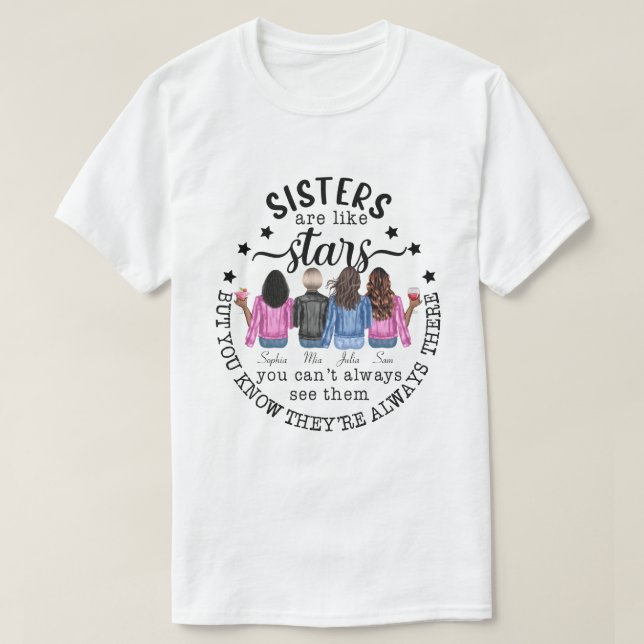 RD Personalized Sisters Are Like Stars T-Shirt (Design Front)