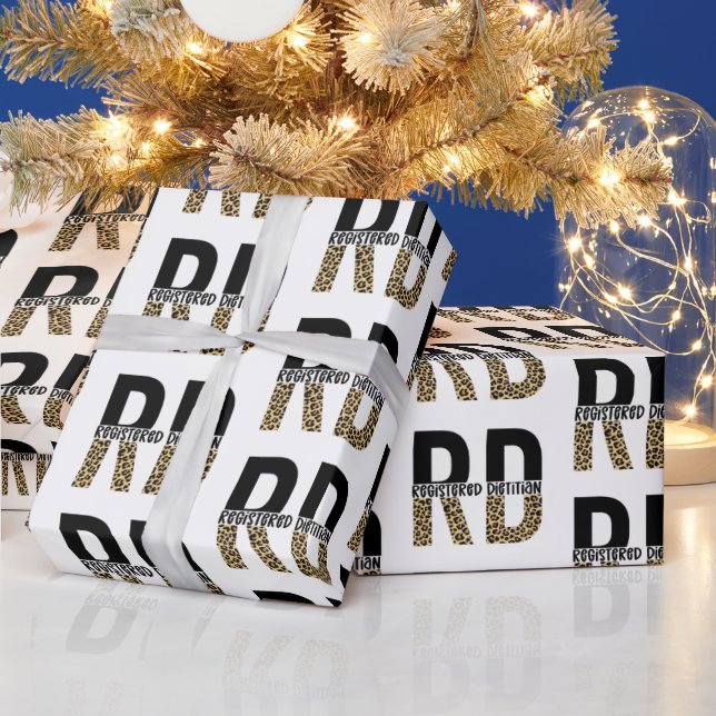 RD Registered Dietitian Cheetah Print RD Gift Wrapping Paper (Holidays)