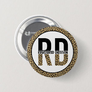 RD Registered Dietitian Cheetah Print RD Gifts Button