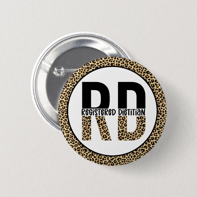 RD Registered Dietitian Cheetah Print RD Gifts Button (Front & Back)