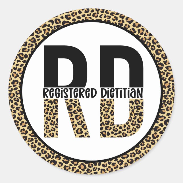 RD Registered Dietitian Cheetah Print RD Gifts Classic Round Sticker (Front)