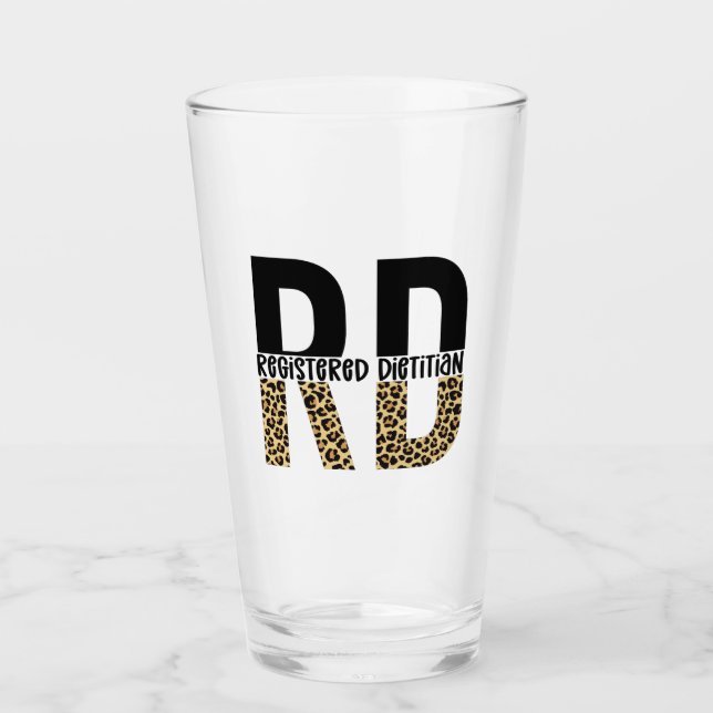 RD Registered Dietitian Cheetah Print RD Gifts Glass (Front)