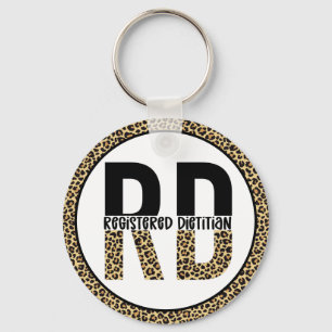 RD Registered Dietitian Cheetah Print RD Gifts Keychain