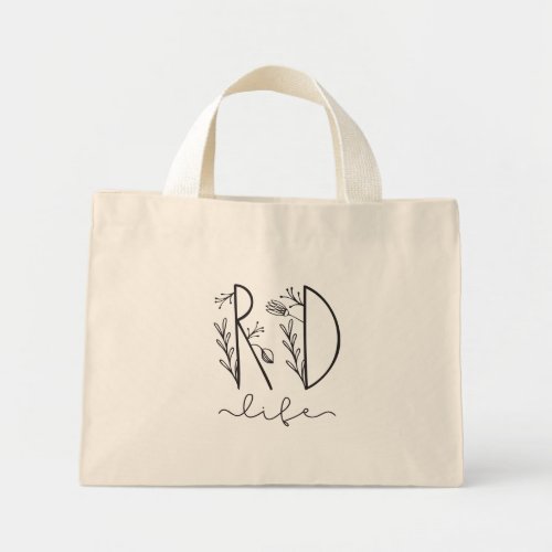 RD Registered Dietitian Life Floral Mini Tote Bag