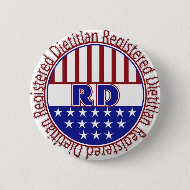 RD Registered Dietitian PATRIOTIC LOGO Button (Front)