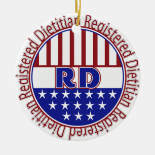 RD Registered Dietitian PATRIOTIC LOGO Ceramic Ornament