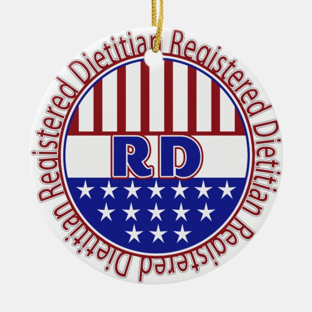 RD Registered Dietitian PATRIOTIC LOGO Ceramic Ornament (Front)