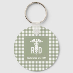 RD Registered Dietitian Plaid Pattern Keychain