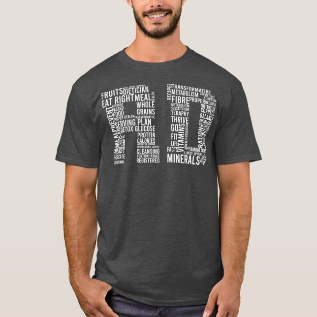 RD Words Registered Dietitian Dietitian Food T-Shirt (Front)