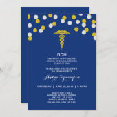 RDH graduation ceremony or party, gold navy Invitation (Front/Back)