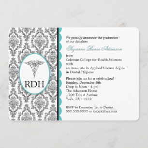 RDH Graduation Dental Hygienist Hygiene damask Invitation