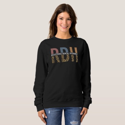 RDH Registered Dental Hygienist Leopard Print Sweatshirt
