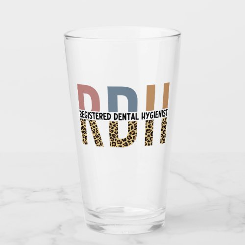 RDH Registered Dental Hygienist Leopard Typography Glass