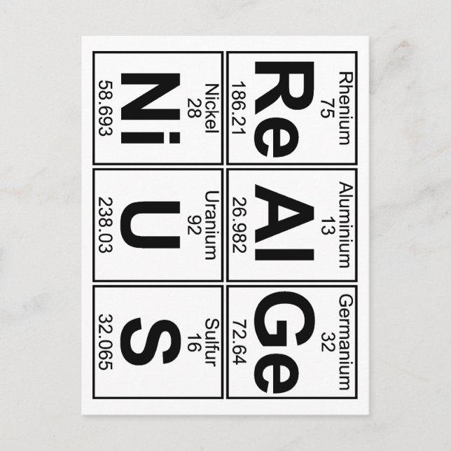 Re-Al-Ge-Ni-U-S (real genius) - Full Postcard (Front)