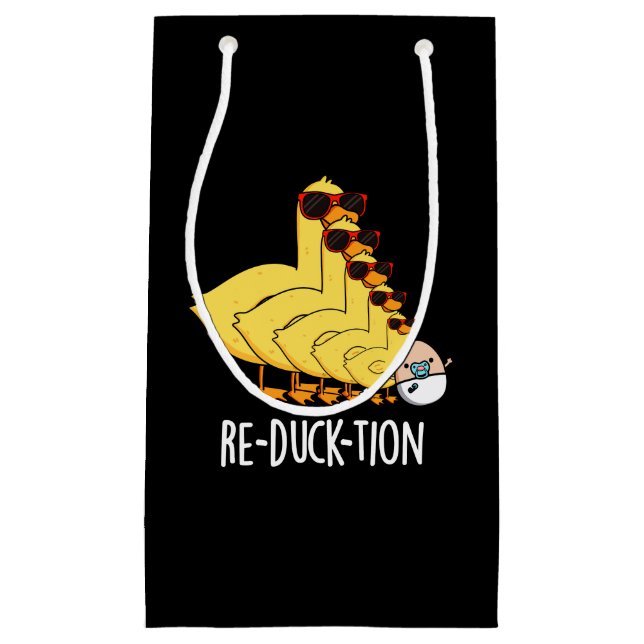 Re-duck-tion Funny Animal Duck Pun Dark BG Small Gift Bag (Front)