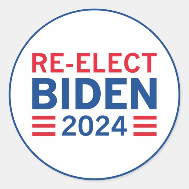 Re-Elect Biden 2024 Classic Round Sticker (Front)