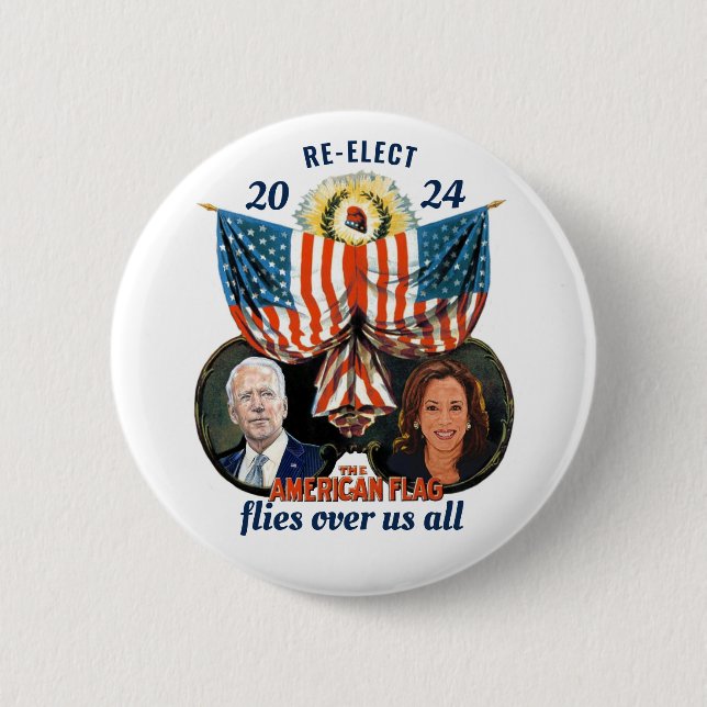 Re-elect Biden Harris 2024 Button (Front)
