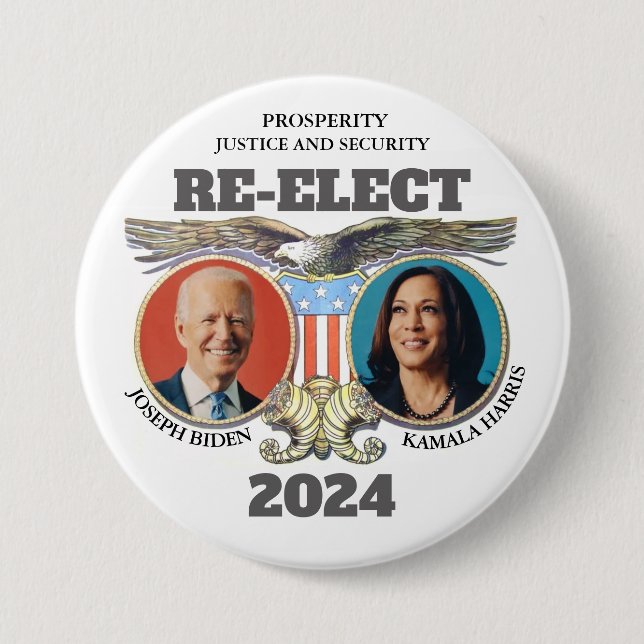 Re-elect Biden Harris Button (Front)