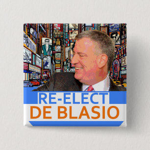 Re-Elect de Blasio in 2017 Button