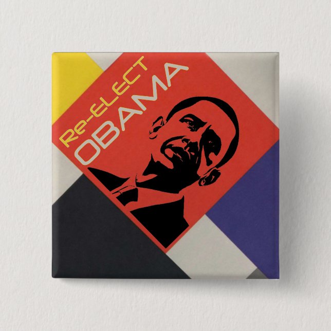 Re-elect Obama: Modern Art design Button (Front)