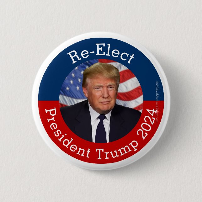 Re-Elect President Donald Trump 2024 Pro-Trump Button (Front)