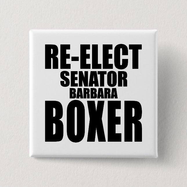 Re-Elect Senator Barbara Boxer Pinback Button (Front)