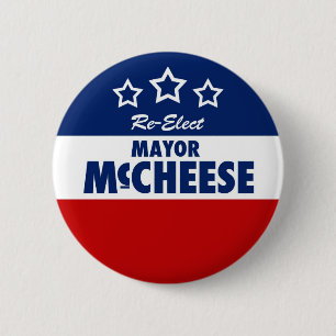 Re-Elect the Mayor cheesy campaign button
