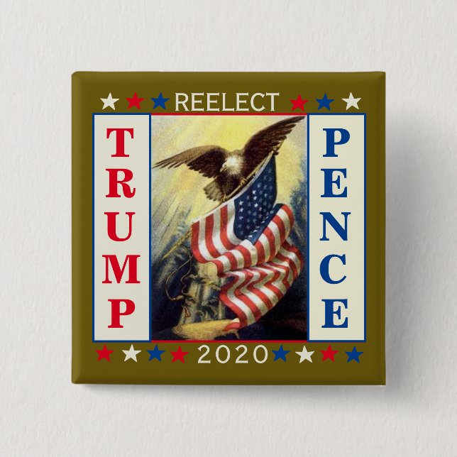 Re-Elect Trump Pence Button (Front)