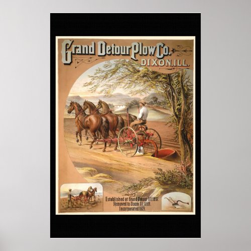 Re_issued Vintage Plow Company Advertising Poster