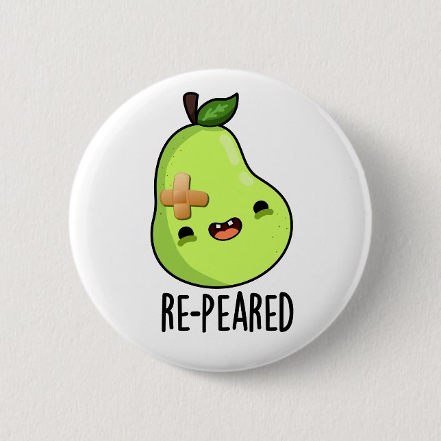 Re-peared Funny Fruit Pear Pun  Button (Front)