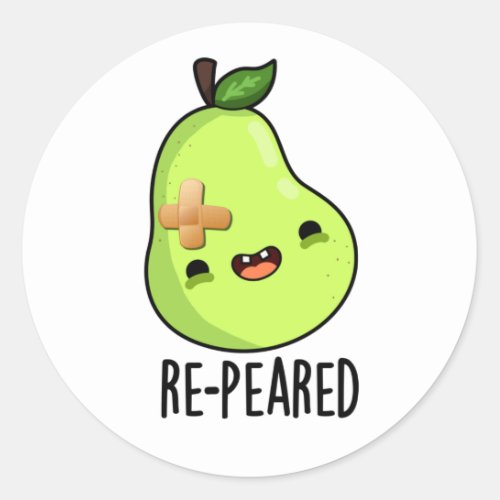 Re_peared Funny Fruit Pear Pun Classic Round Sticker