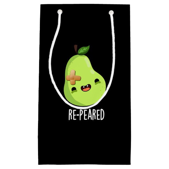 Re-peared Funny Fruit Pear Pun Dark BG Small Gift Bag (Front)