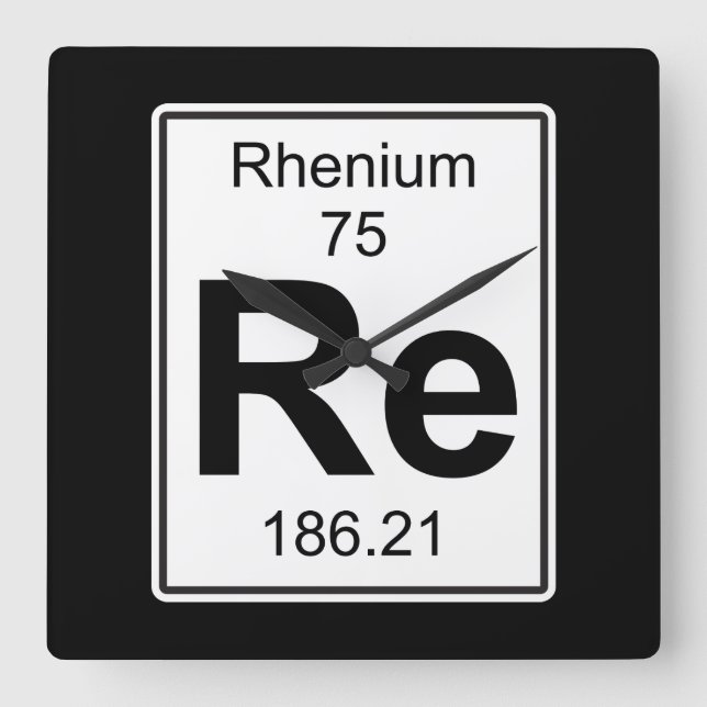 Re - Rhenium Square Wall Clock (Front)