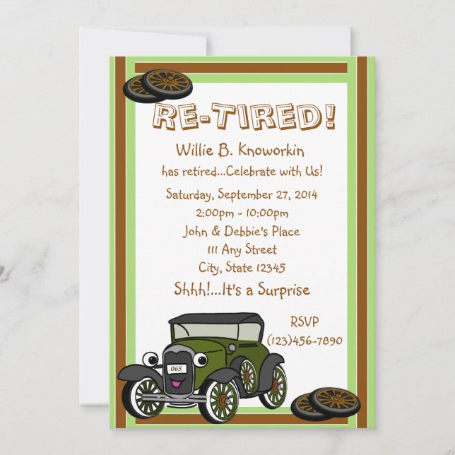Re-Tired Retirement Party Invitation (Front)