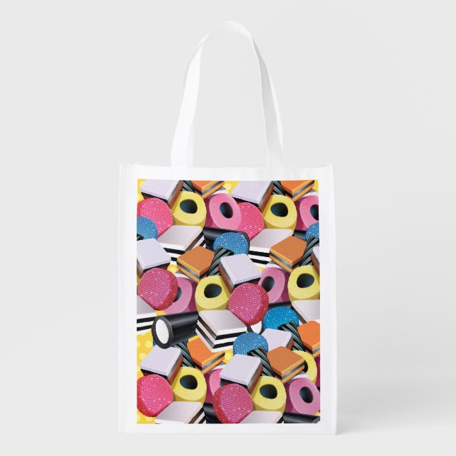 Re-usable Grocery Bag Licorice Candy Cascade (Front)